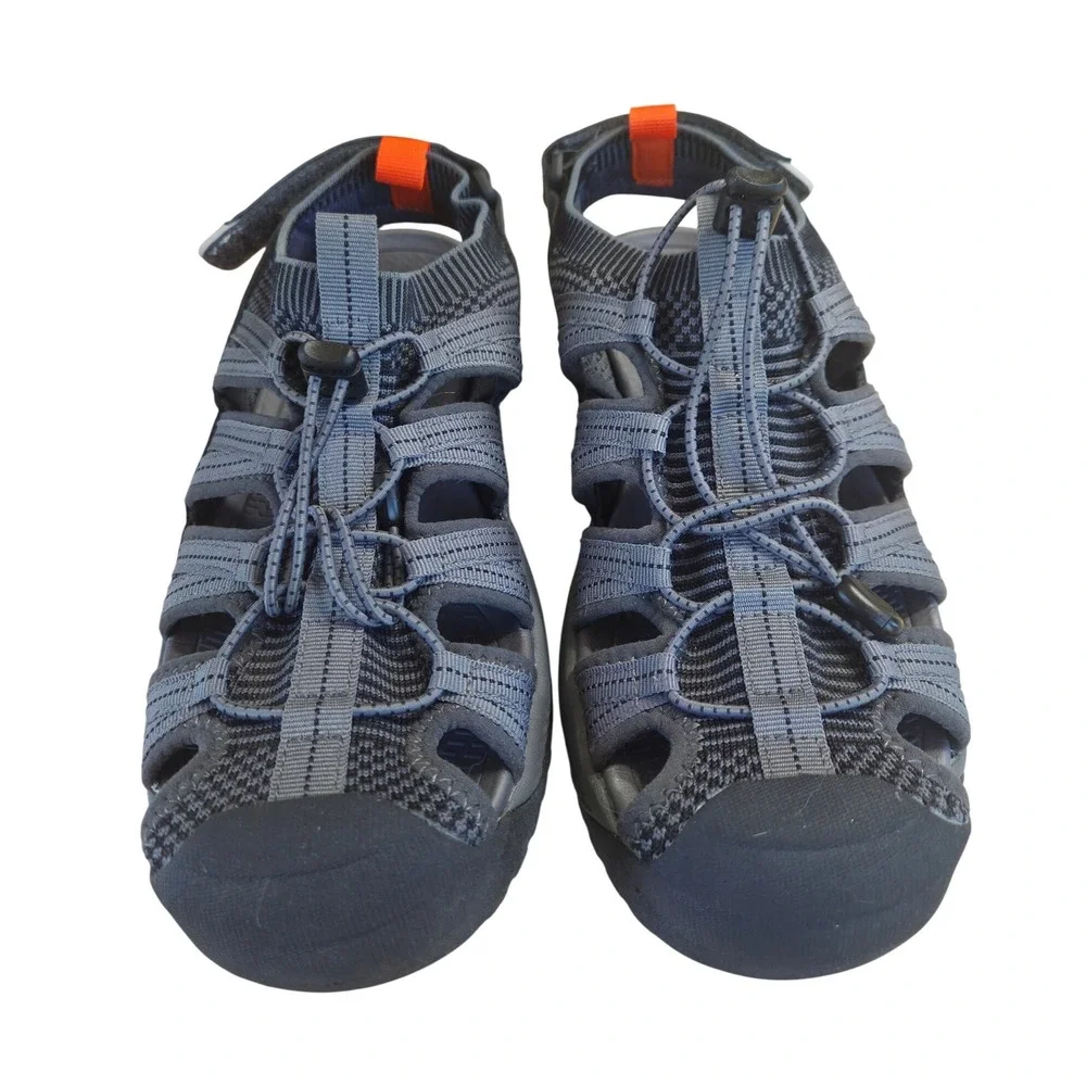 Eddie Bauer Cedar Mens 8M Gray Orange Bungee Closed Toe Outdoor Sport Sandals